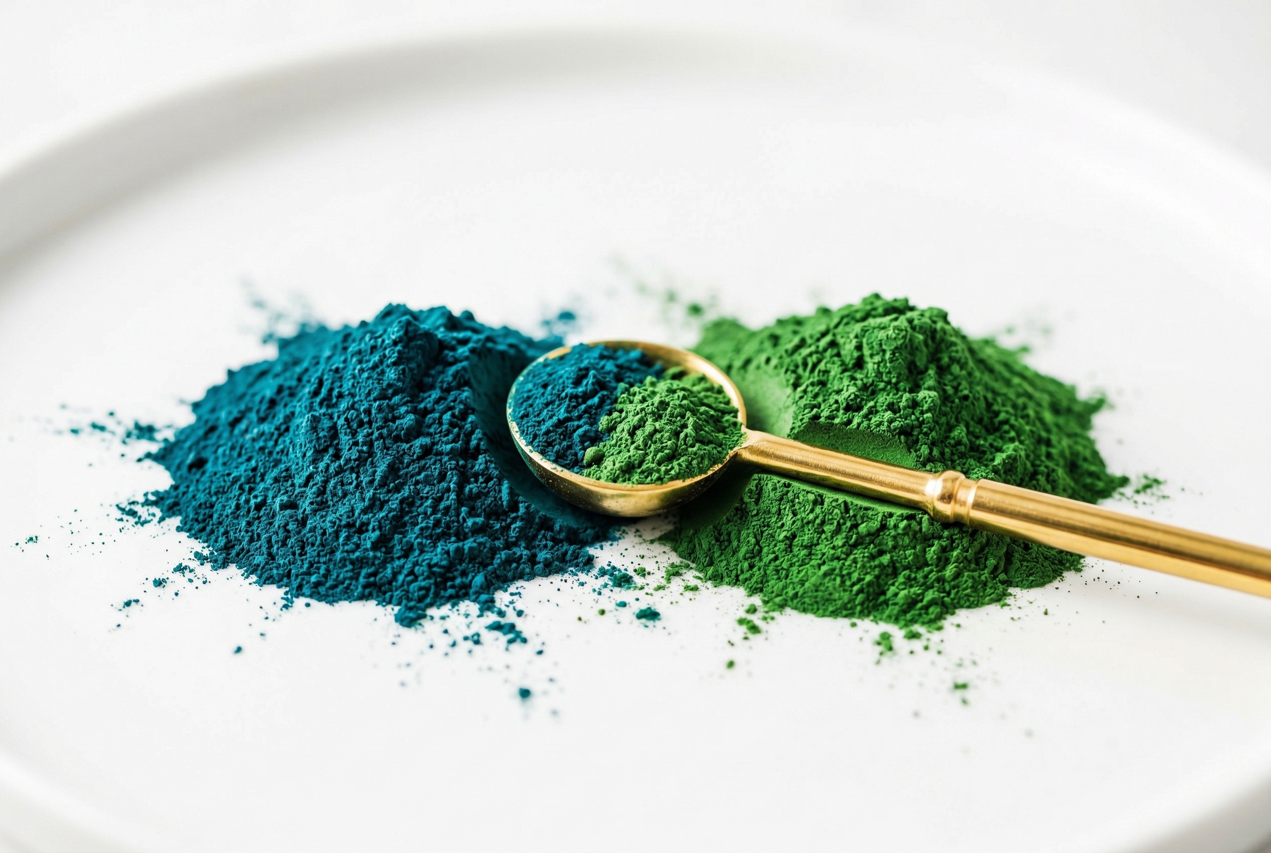 Spirulina and chlorella superfood powder — blue-green algae rich in B-vitamins and protein, part of NSP 4g Greens Complex
